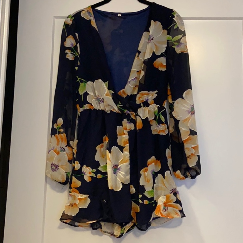 Floral Long-Sleeve Romper - Brand New